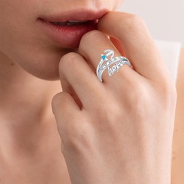 TakNii Anchor Hope Rings 925 Sterling Silver Blue Opal Adjustable Rings Faith Nautical Jewelry Gifts for Women Anniversary Birthday (#8)