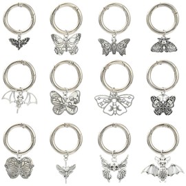 LiQunSweet - Dijes de aleación con diseño de insectos de animales góticos mixtos con diseño de calavera y esqueleto con anillos de puerta de resorte para bricolaje, joyería, manualidades, llavero,