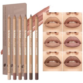 Beauty Glazed 【Buy 1 Get 1 Free】6 Piece Nude Waterproof Long Lasting Lip Liner, Free Moisturizing Lip Oil, Cosmetics, Mother's Day Gift - Colour: NUDE-BROWN