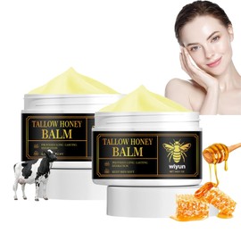 Beef Tallow Honey Balm, Organic Grass Fed Tallow Balm, Deeply Nourishing Beef Tallow Skin Care for Face & Body Tallow Cream, 100% Grass Fed Beef Tallow Moisturiser Skin Cream for Dry Skin（2PCS）
