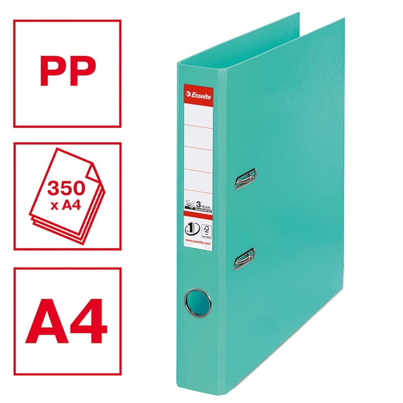 Esselte Lever Arch File for Archiving, Plastic, 5 cm Spine,