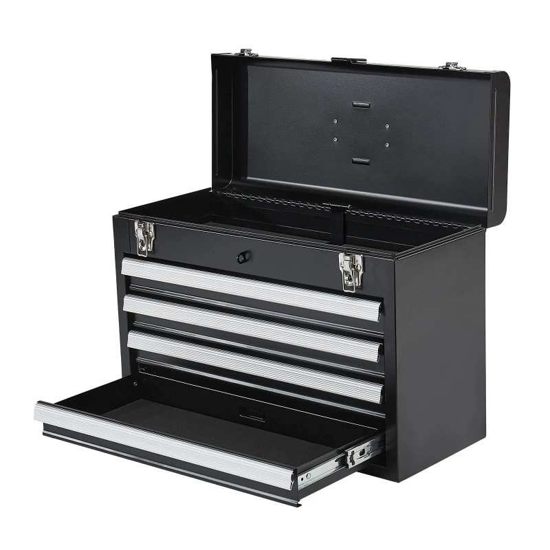 20.5-inch Portable Metal Tool Box with 4 Ball Bearing Slide