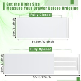 DoubleFill 4 Pcs Deep Bamboo Drawer Dividers, Deep Kitchen Dresser Drawer Organizer with Spring Loaded Adjustable Expandable from 13.5-22 Inch Drawer Separators for Clothes (White,6 Inch)