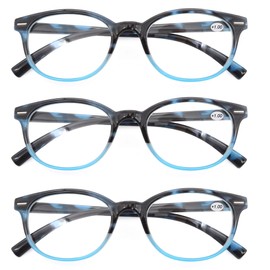MODFANS Round Stylish Reading Glasses 3 Pair with Spring Hinge Fashion Glasses for Reading for Men and Women +3.25