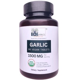 Dr. Dhoble's Remedies USDA Organic Garlic (AJO) Tablets, Vegan, Natural, 90 Tabs