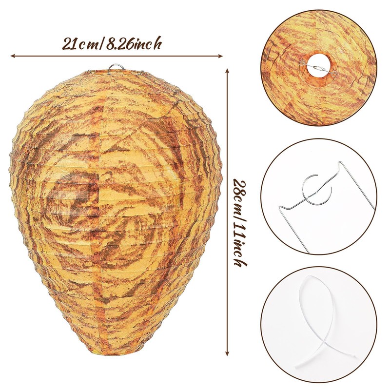 DECYOOL 8 Pack Paper Wasp Nest Decoy Hanging Wasp Nest
