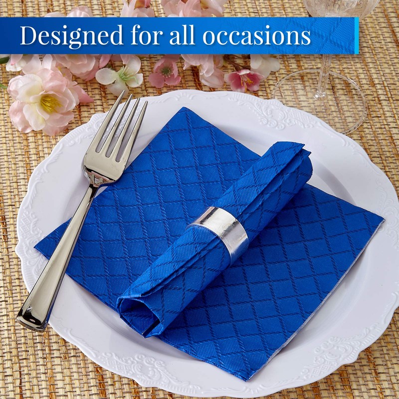 Silver Spoons Cocktail Napkins, Royal Blue 24 Count (Pack of