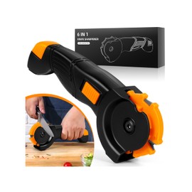 KimPump 6-in-1 Garden Tool & Kitchen Knife Sharpener with Ceramic, Professional Knives Sharpener for Sharpens & Polishes Blades, Lawn Mower Blades, Axe, & Scissors Sharpening Tool with Non-Slip Grip