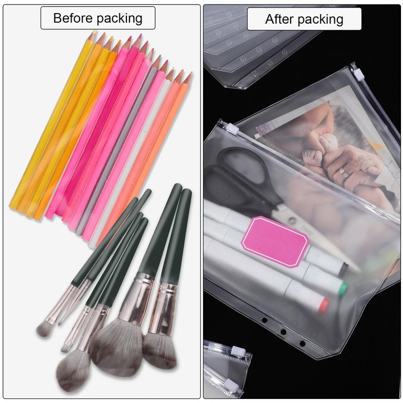Operitacx 12pcs A5 Binder Pouch with Mesh Zipper Pockets 6-Hole