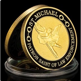 St. Michael Patron Saint of Law Enforcement Challenge Coin with Prayer 1-Pack (Single Coin)