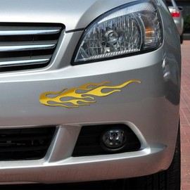 JNNJ 4 Pieces Flames Car Stickers, Car Flames Graphics Stickers, 3D Stereoscopic Personality Sticker, for Off-Road Vehicles Automotive Truck RV Motorcycle Body Side Decoration(Yellow)