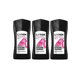 Pack of 3, Lynx Attract for Her Rose & Bergamot Scent Body Wash 225ml