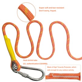Gangying Climbing Rope 8 mm Outdoor Rope 15 m Static Climbing Rope Fire Rescue Parachute Rope Braided Nylon Rope with 2 Steel Hooks for Hiking Outdoor Mountaineering Sports