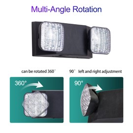 CM MZY Black Emergency Lights with Battery Backup, Commercial Emergency Lighting Fixtures, Two Adjustable LED Light Heads, 120-277V AC, UL Certified (4pcs)