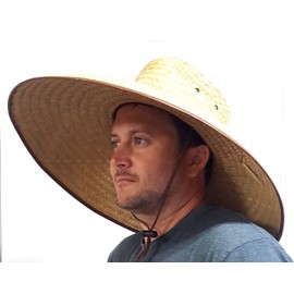 Double Weaved Hard Shell Shade Hat Large Fit Wide Brim Straw Hat Tan