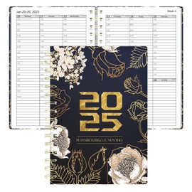 2025 Daily Planner Appointment Book Quarter-Hourly Daily Weekly & Monthly Agenda Book - from Jan. 2025 - Dec. 2025, 5.7"x8.5" with Note Pages,Twin-wire Binding