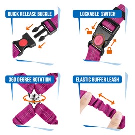 SlowTon Double Dog Seat Belt, Adjustable Headrest Dog Car Harness with Anti-shock Elastic Bungee Buffer, 2-in-1 Pet Cars Safety Seatbelt Restraint and Dog Leash Lead for Travel Walking Daily Use