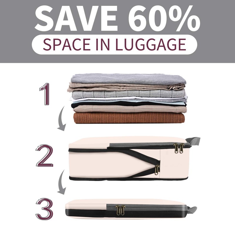 Eono Compression Packing Cubes, Luggage Organiser Set, Extensible Suitcase Organiser,