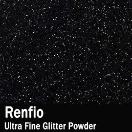 Renfio Ultra Fine Glitter Powder Metallic Resin Glitter 1.75 Oz (50g) Flakes Crafts Sequins Epoxy Chips Flakes for Tumblers Slime Painting Arts Nail Holiday Decoration - Deep Black