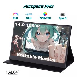 Alcopaca USA 1080p FHD IPS 14” Monitor Portable Gaming Screen with USB C and Mini-HDMI