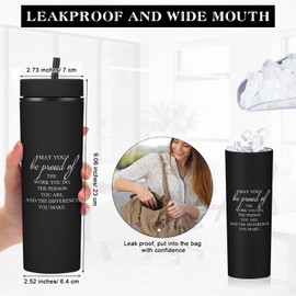 Rtteri 20 Pcs Employee Appreciation Gifts Bulk Thank You Cups 16oz Inspirational Skinny Tumblers with Lids Straws Dietary Week Gifts for Staff Vet Tech Week Team Nurse Assistant Volunteer(Black)