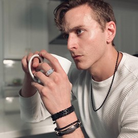 SweetJew Mens Moissanite Wedding Ring Band Solitaire Diamond 925 Sterling Silver Ring 2cttw D Color VVS1 Clarity Brilliant Round Cut Rings For Men Size 11.5