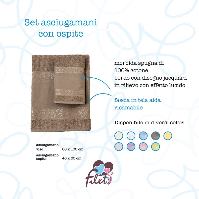 Filet Hand Towel Set with Guest Towel | 100% Cotton