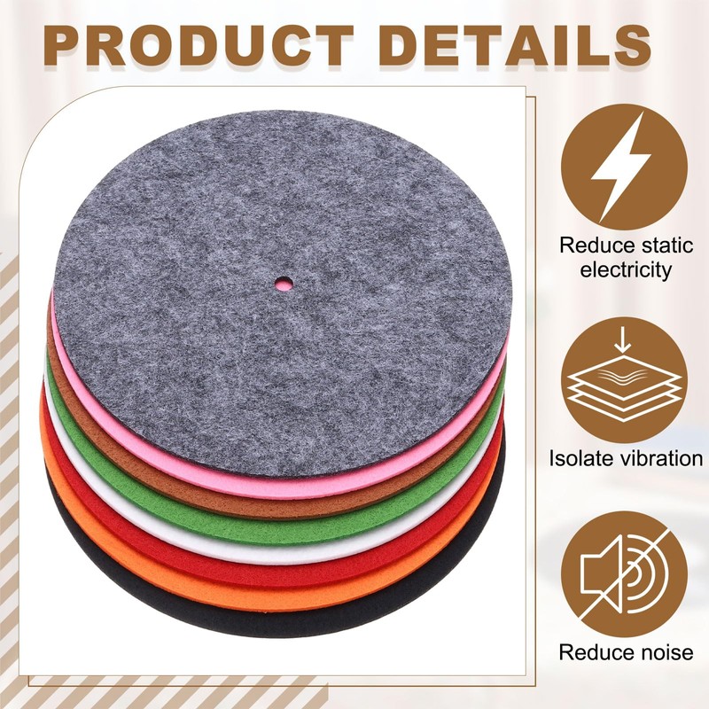 2 Pcs Record Player Mat, 7 Inch Turntable Mat 3mm