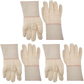 MCR Safety 9132G Hot Mill Cotton Heavy Weight Burlap Lined Men's Gloves with 5-Inch Gauntlet Cuffs, White, Large, 1-Pair