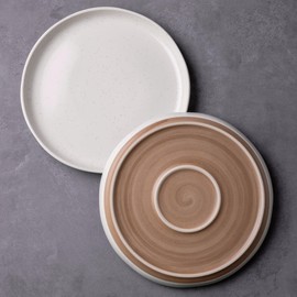 AmorArc Ceramic Dinner Plates Set of 2, 10.5 Inch Large Stoneware Plates for Kitchen, Microwave& Dishwasher Safe, Scratch Resistant