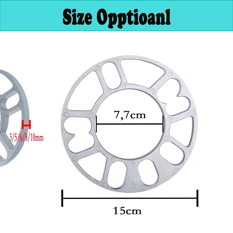 4 x Car Wheel Spacers, 4/5 Holes Wheel Spacers, Aluminium