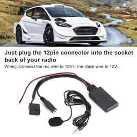 6000cd Bluetooth Adapter, Bluetooth AUX Module Car Bluetooth AUX‑IN Cable Adapter with Microphone Handsfree Calling Fit for Focus Mondeo C- Fiesta Fusion Transit