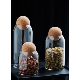 Piscepio Glass Jar with Wood Lid Ball Jar Food Storage Container Clear Candy Jars Food Storage Canister Sugar Coffee Tea Beans Spice Salt Storage 3 Pcs