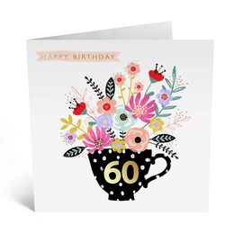 CENTRAL 23 - Cute 60th Birthday Card for Women - 'Happy 60th Birthday ' - Sweet Birthday Card for Her - Fun Birthday Card for Him - Comes with Cute Stickers