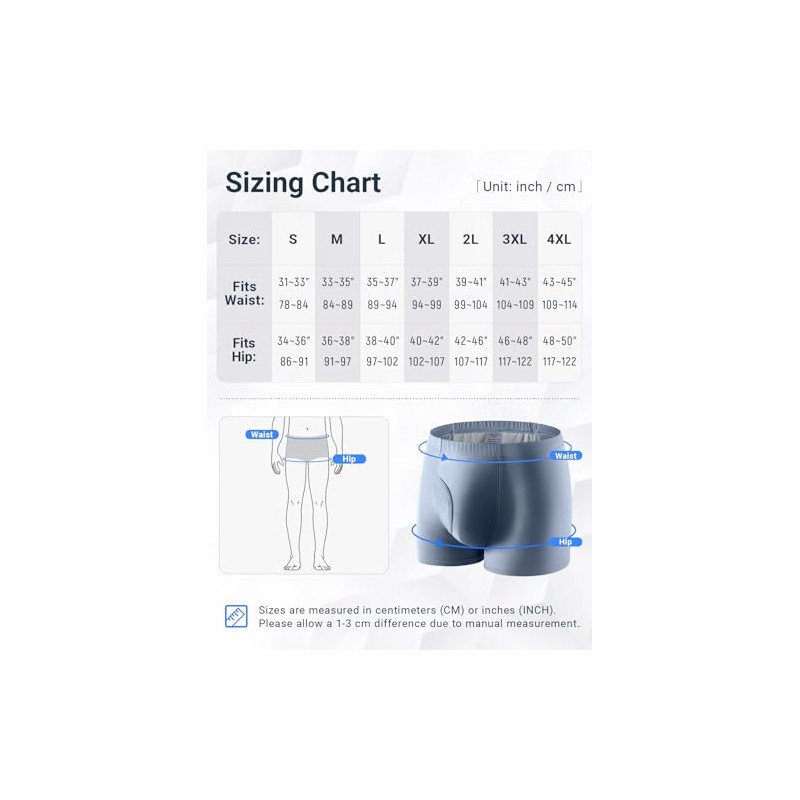 FAMI HELPER 3 Pcs Men's Incontinence Pants Incontinence Boxer Brief