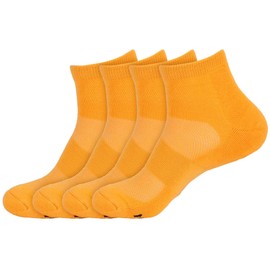 BambooMN Unisex's Quarter Socks Made of Rayon from Bamboo - Orange Golden Creamsicle - 4 Pairs - Small