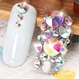 9600 Pieces Rhinestones for Nails, BetterJonny Rhinestones for Crafts 2/3/4/5/6 mm Nail Art Rhinestones Flatback Gemstones Round with Tweezers and Dotting Pen for DIY Crafts Nails Transparent AB