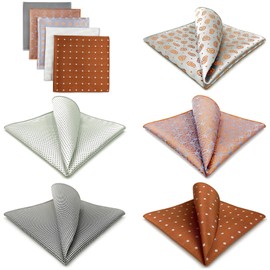 SHLAX&WING 5 Pieces Assorted Mens Silk Pocket Square Handkerchiefs Set Lot 83