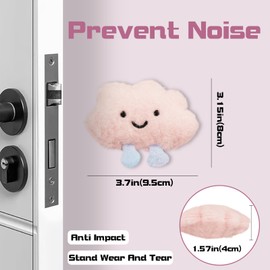 Biiange 2Pcs Cloud Door Stoppers for Wall with Strong Back Adhesive, Wall Protector, Buffer Guard Doorknob, Door Handle Bumper, Self Adhesive Crash Pad for Home Office (Pink)