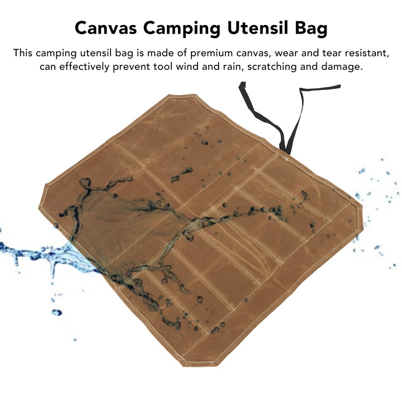 Camping Utensil Bag Canvas Cookware Knife Storage Bag Portable Tools