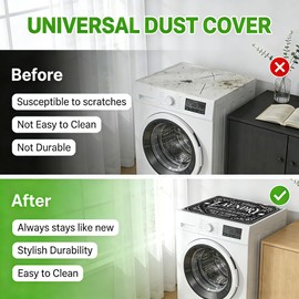 Funny Laundry Washer and Dryer Covers for the Top, Black Retro Dryer Washer Protector Mat Non-slip for Countertop, 23.6" x 19.7" Dust-proof for Laundry Room Kitchen