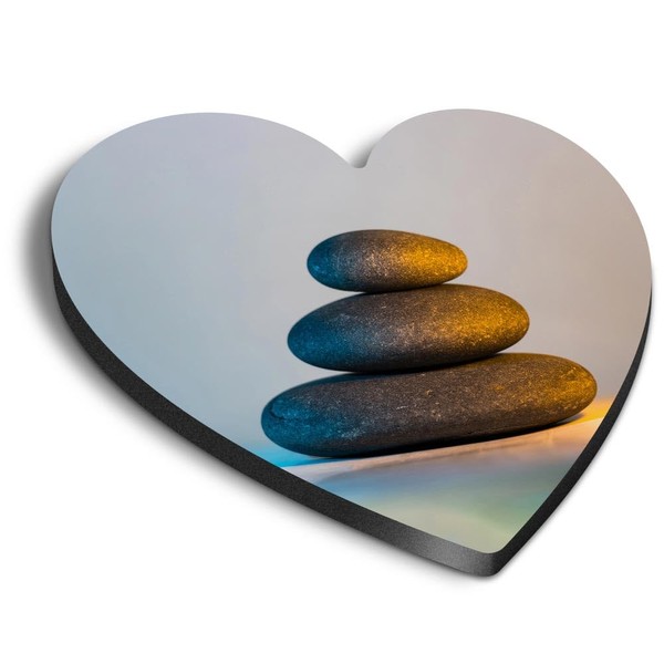 1x Heart MDF Magnet 6cm - Stacked Pebbles Zen Yoga