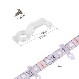 VIPMOON 100pcs Mounting Brackets Clips for 10mm Wide IP65 Waterproof 5050 LED Strip Light, Screws Included