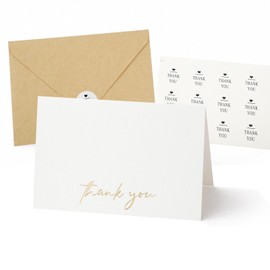 Vienrose 30 Pack Thank You Cards Set with Envelopes, 6.1x8.1 Inches Thick Blank Cardstock with Kraft Envelopes & Round Thank You Stickers for Business, Wedding, Graduation & Funeral