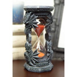 Ebros Gift Invertible Four Celtic Guardian Dragons On Gothic Octagonal Tower Pillars Sand Timer Figurine with Tribal Knotwork Patterns Dungeons and Dragons Sandtimer Decorative Accent Fantasy Statue