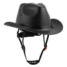 Cowboy Style Safety Helmet Wide Brim Hard Hat Lightweight Construction Helmet with Chin Strap for Outdoor Work Industrial SafetySafety Helmet Type: Without Visor, Color: Black, Material: HDPE