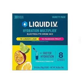 Liquid I.V. Hydration Multiplier Variety Pack; Lemon Lime & Passion Fruit, 30 ct. ( Pack of 2)