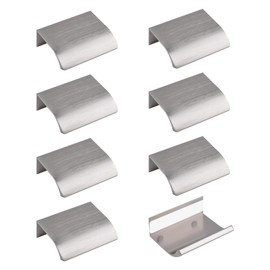 MOROBOR Finger Edge Pull, 8pcs Concealed Handle Aluminum Alloy Invisible Handle 50mm Brushed Nickel Furniture Handles Self-Stick Instant Cabinet Drawer Pulls