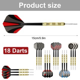 QUIIEOSKIA 18 Pcs Darts Set, Steel Tip Darts Set, Professional Darts, Iron Shafts Metal Dart Set, Heavy Darts Set of Darts for Beginner Professional, with Darts Sharpener and Storage Bag