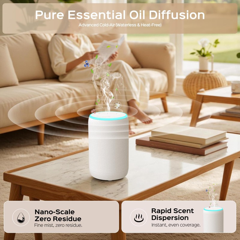 Portable Waterless Essential Oil Diffuser Starter Kit with 7 Lights